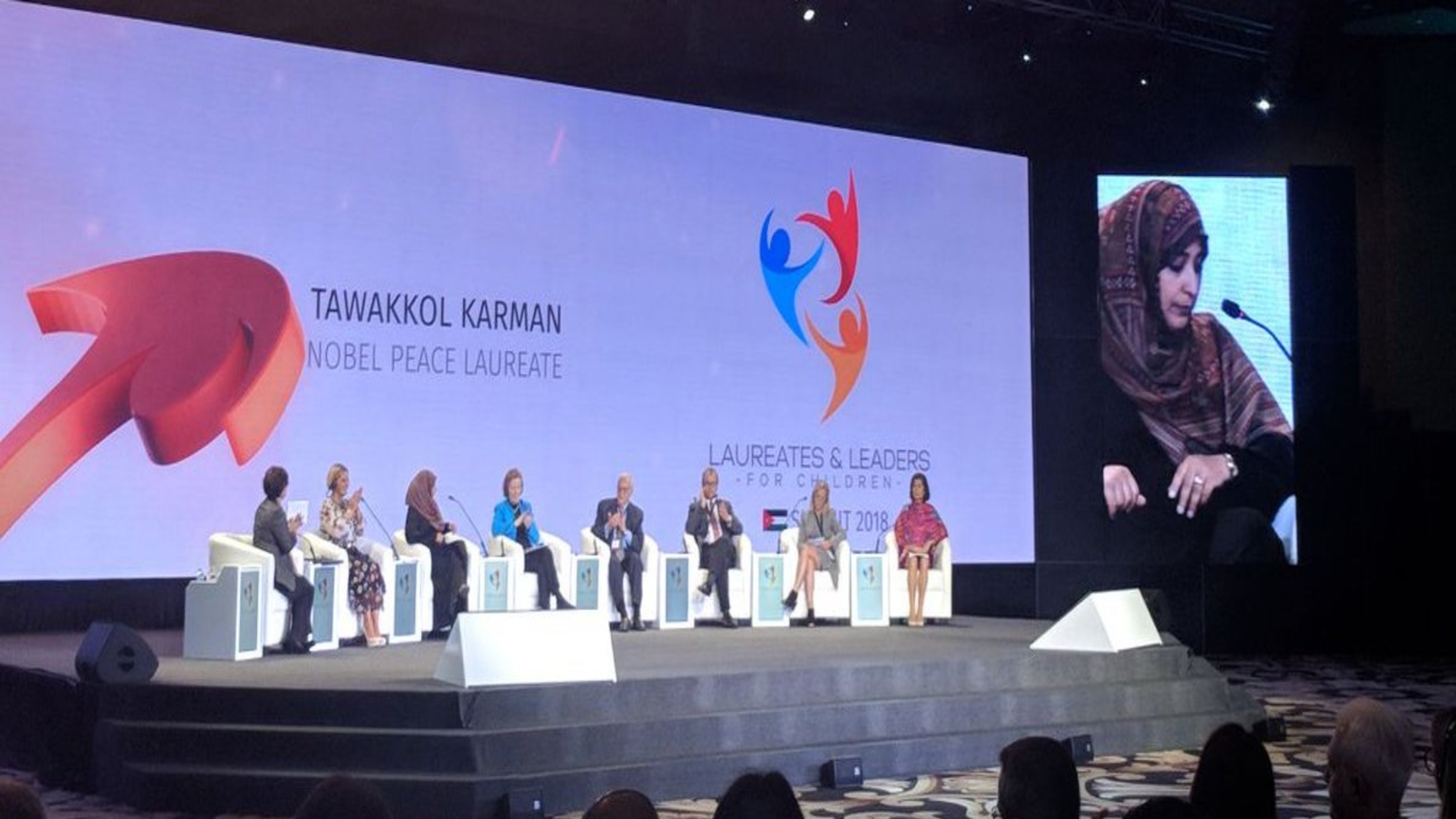 كلمة الناشطة الحائزة على جائزة نوبل للسلام توكل كرمان في قمة الحائزين على جائزة نوبل للسلام والقادة من أجل الأطفال 2018 - البحر الميت/الأردن